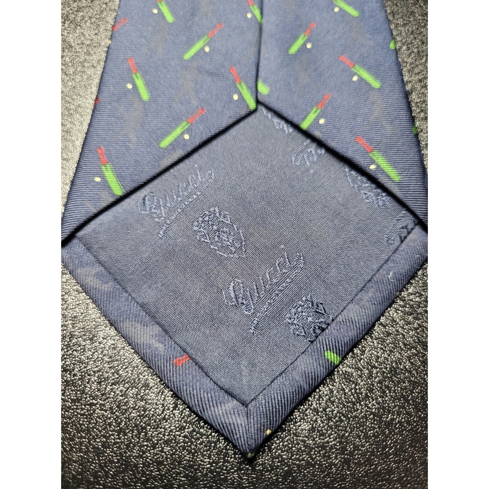 Gucci Men's Necktie Blue Cricket Bat Silk 3.75" x 58" Excellent - Picture 4 of 8